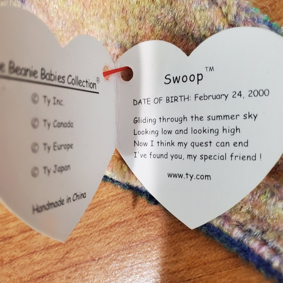 Ty Beanie Babies Collection SWOOP The Pterodactyl Plush Toy NWT Vintage Retired - Picture 9 of 11